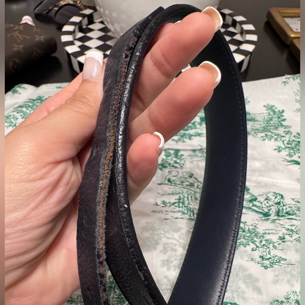 Louis Vuitton Empreinte navy blue belt. - Picture 7 of 8